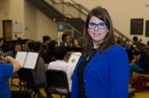 Michelle Hanlon, who plays the violin with the Dallas Bach Society and the Fain String Quartet, also leads the Guyer High School's orchestra hall. (Photo by Bill Castleman)