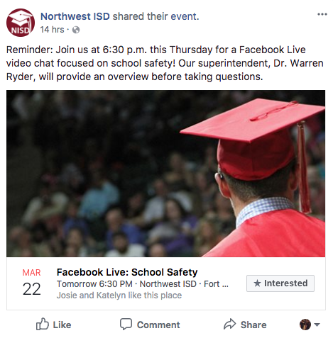 Northwest ISD to discuss school safety on Facebook Live